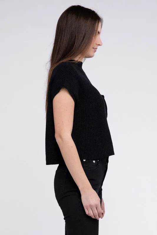 Mock Neck Short Sleeve Cropped Sweater  *Online Only*