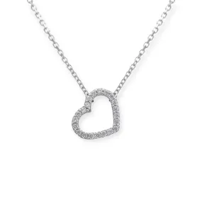 Mon Chéri Rhodium Plated Sterling Silver Necklace, Brilliant White