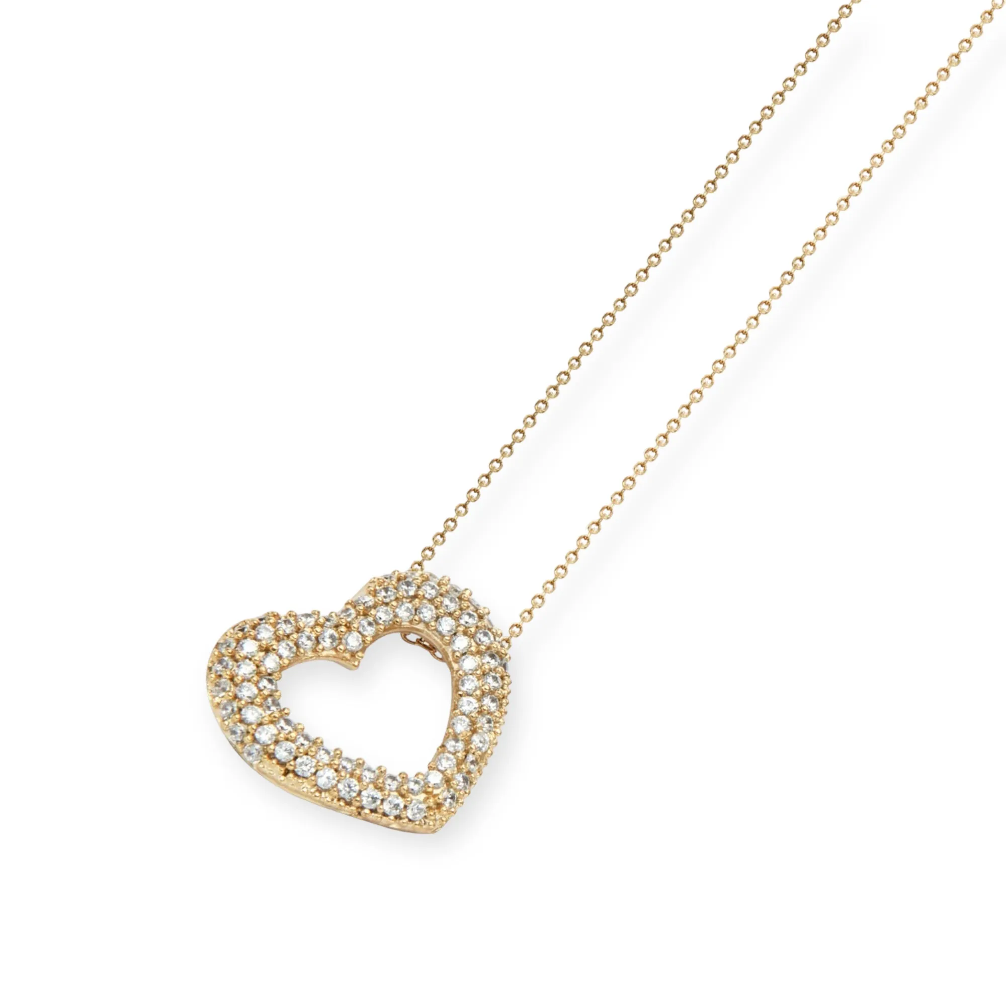 Mon Coeur 18K Gold Plated Sterling Silver Necklace, Brilliant White