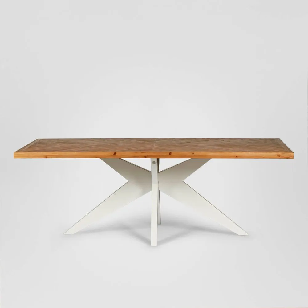 Mudgee 220 cm Dining Table Timber Top White Leg