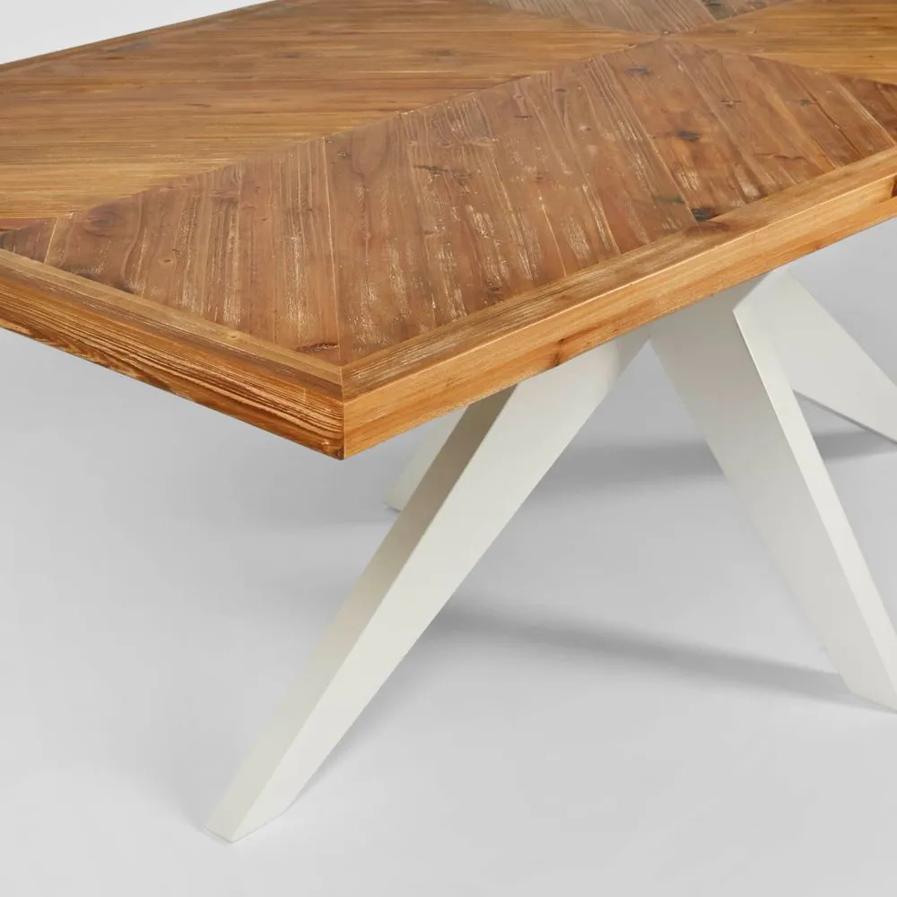 Mudgee 220 cm Dining Table Timber Top White Leg