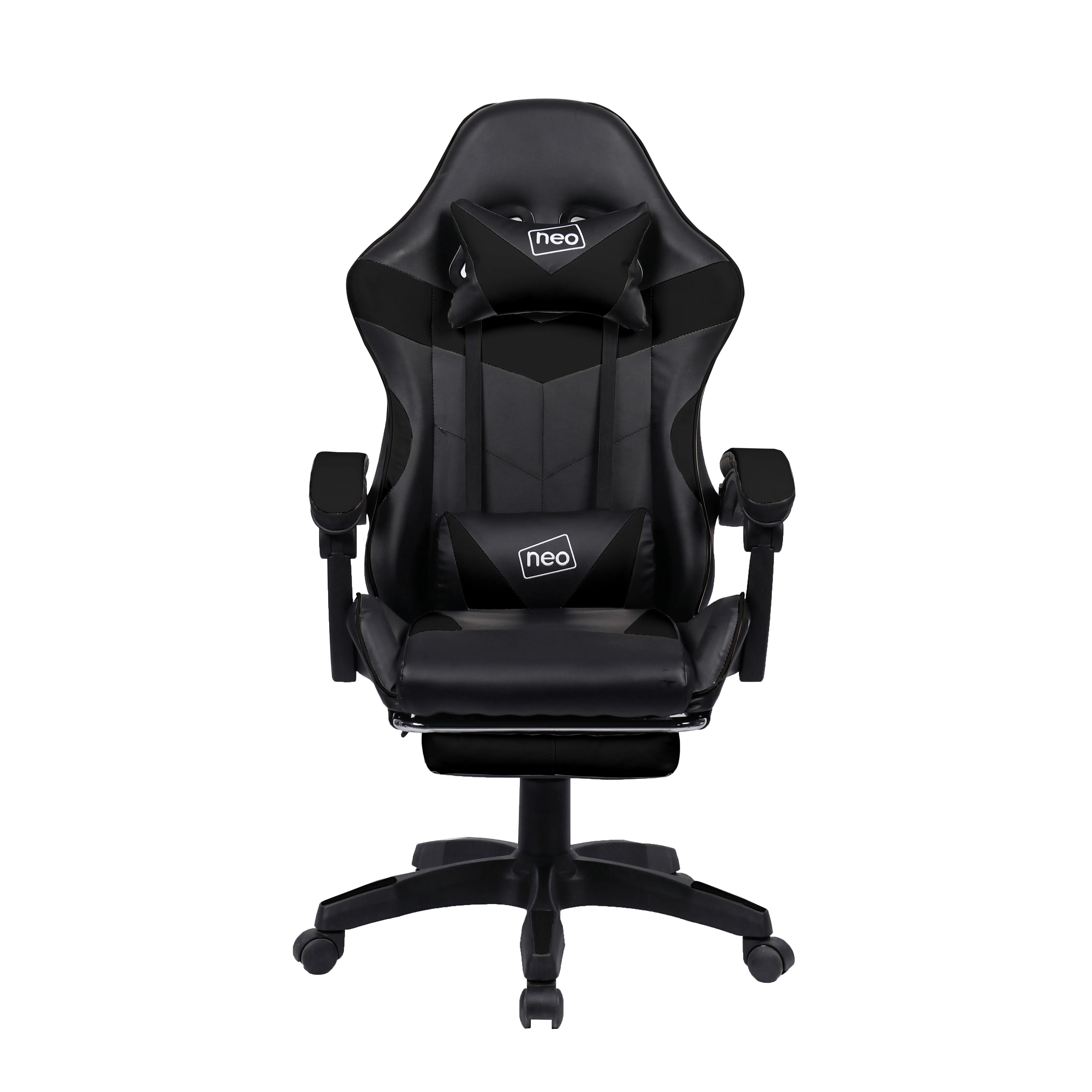 Neo Black Massage Leather Gaming Chair with Footrest