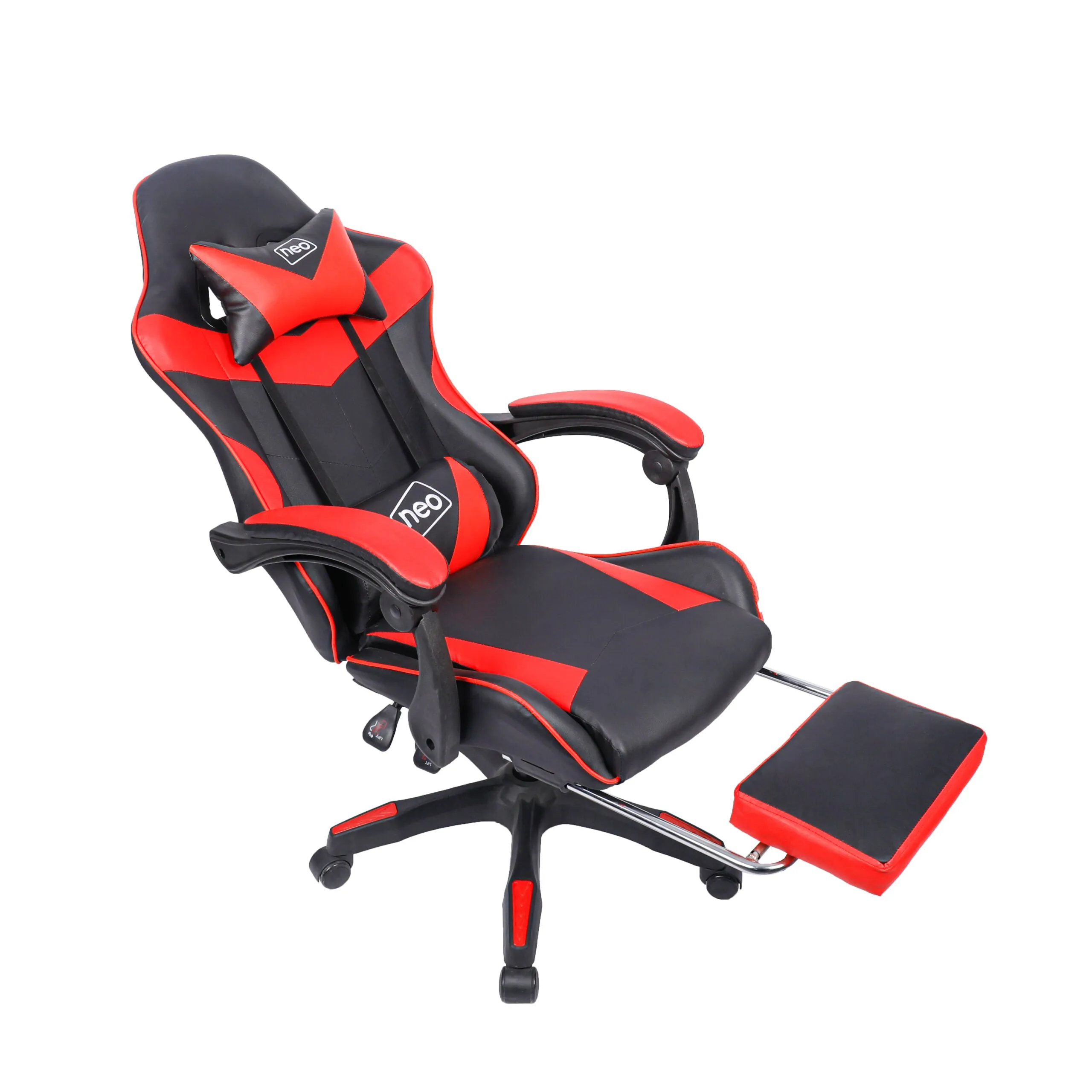 Neo Red/Black Massage Leather Gaming Chair With Footrest