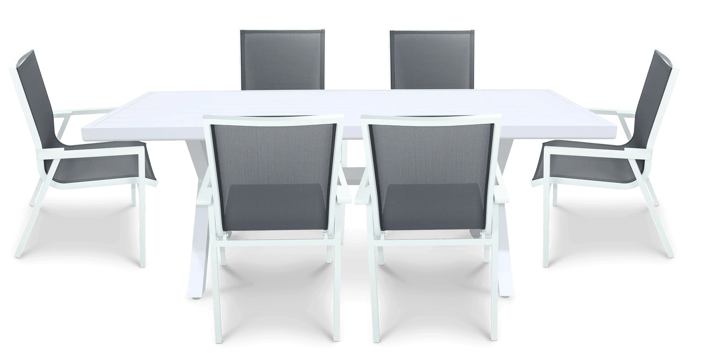 Noosa Rectangle 7 Piece Outdoor Setting in Arctic White with Aluminium Chairs