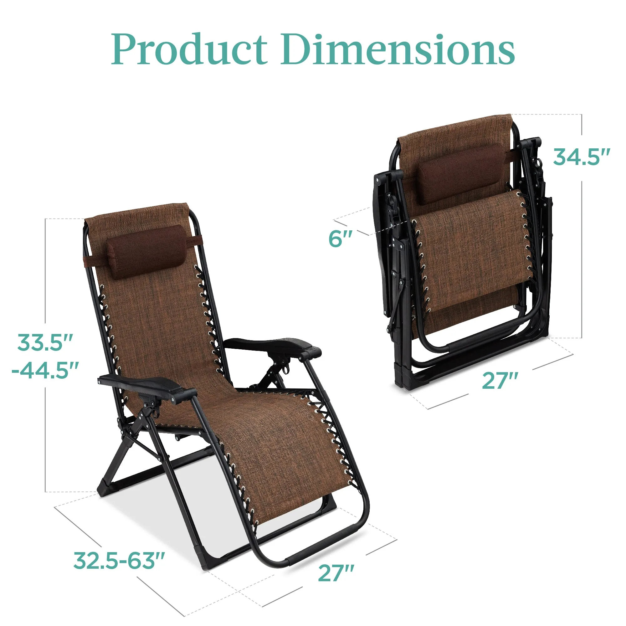 Oversized Zero Gravity Chair, Folding Outdoor Recliner w/ Removable Cushion