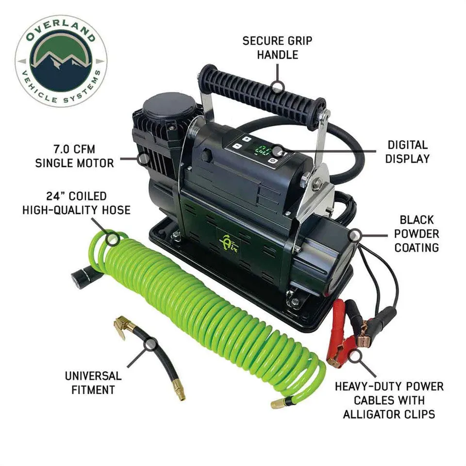 OVS EGOI Portable Single/Dual Motor Air Compressor System With Control Panel, Storage Bag, Hose & Attachments