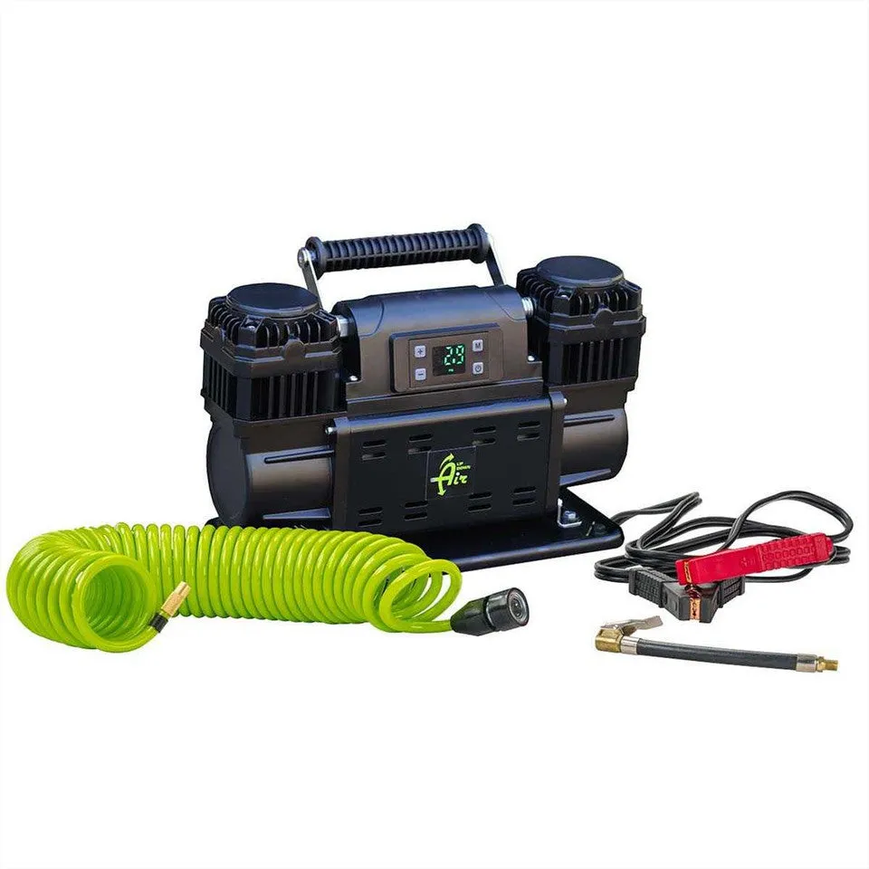 OVS EGOI Portable Single/Dual Motor Air Compressor System With Control Panel, Storage Bag, Hose & Attachments