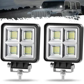 Partsam 4.2 Inch White Work Lights, 32W 6000LM Off Road Lights Waterproof Flood Led Light Bar Driving Lights for Truck Tractor Off Road ATV UTV Jeep Golf cart Boat Forklift 4x4 Motorcycle, Pack of 2