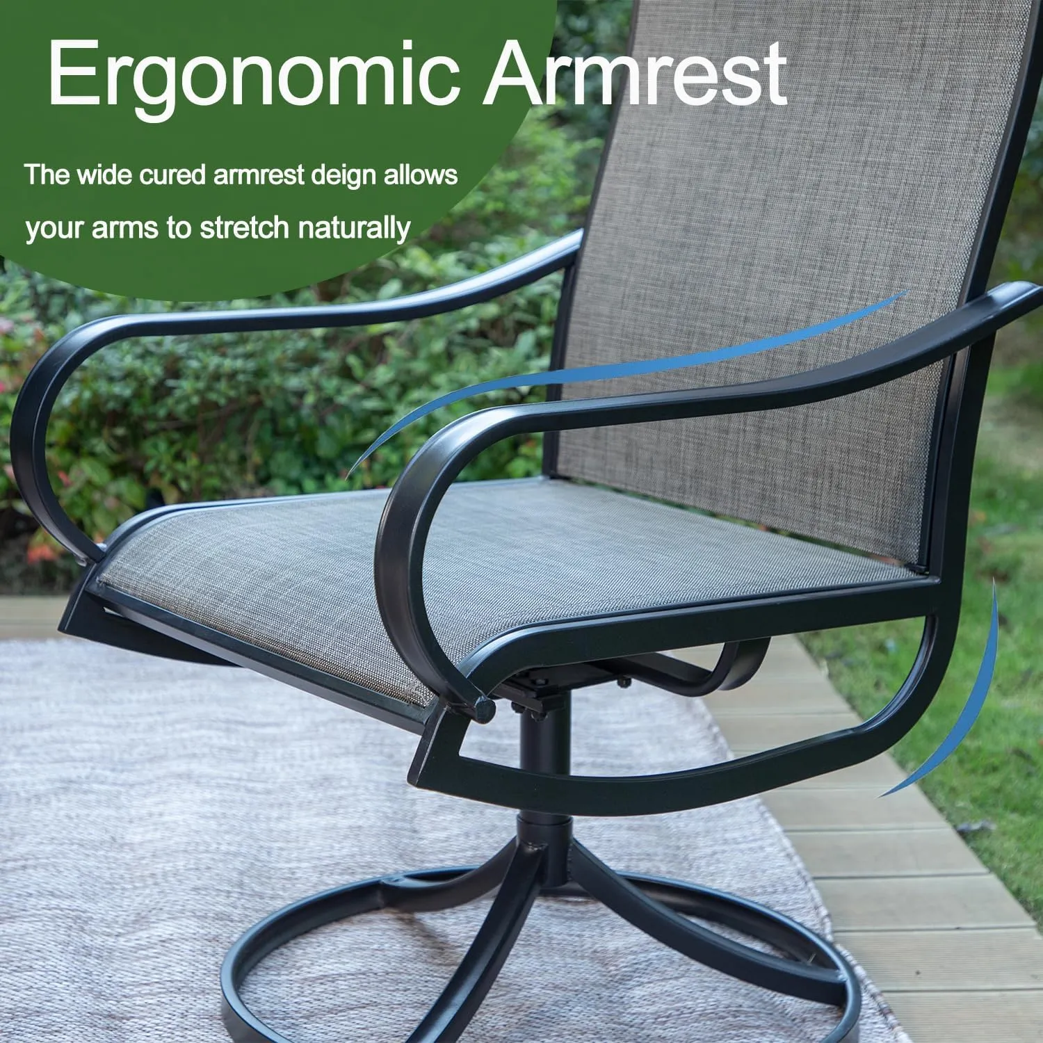 Patio Sling Dining Swivel Chairs with Steel Metal Frame