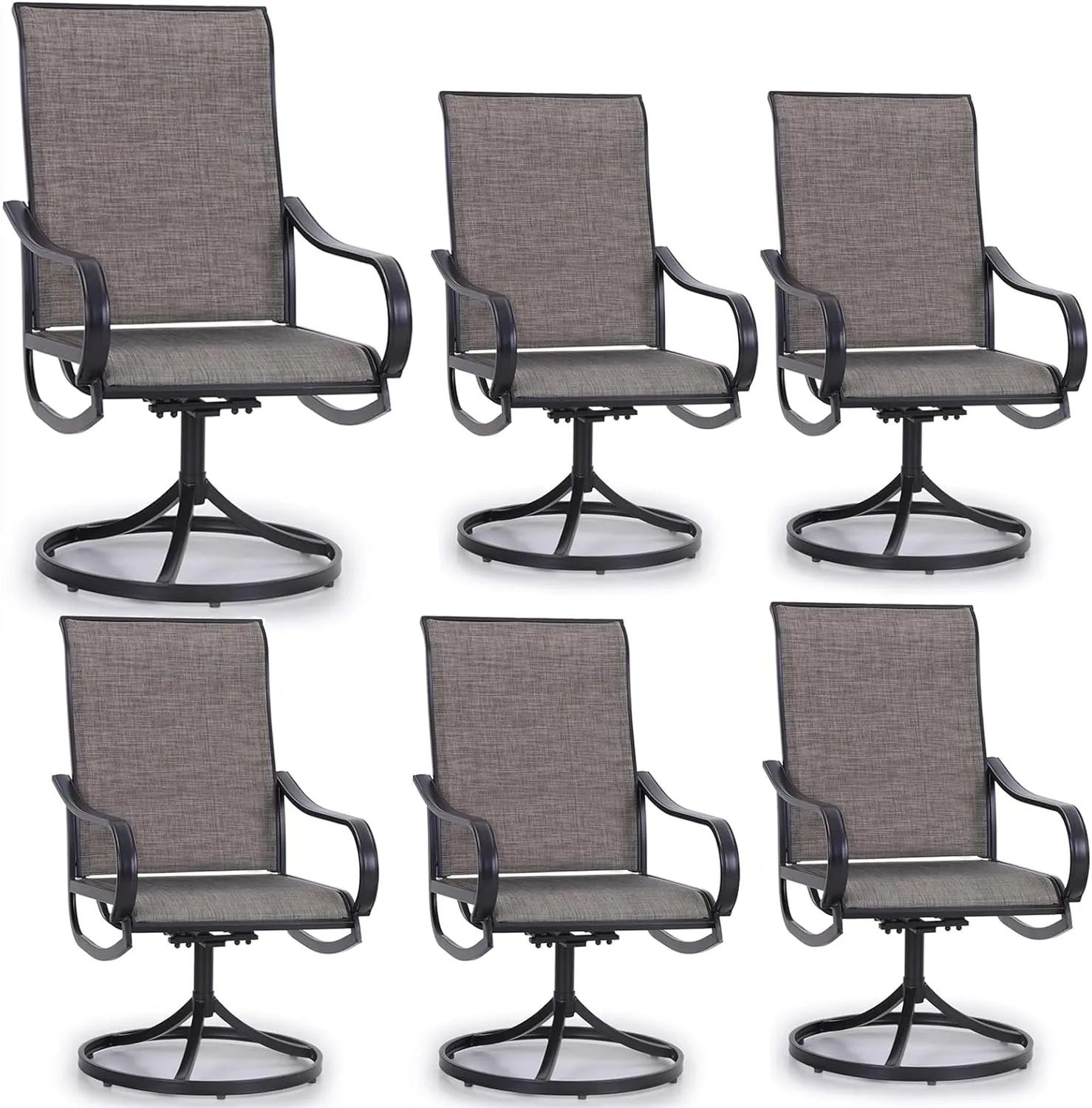 Patio Sling Dining Swivel Chairs with Steel Metal Frame