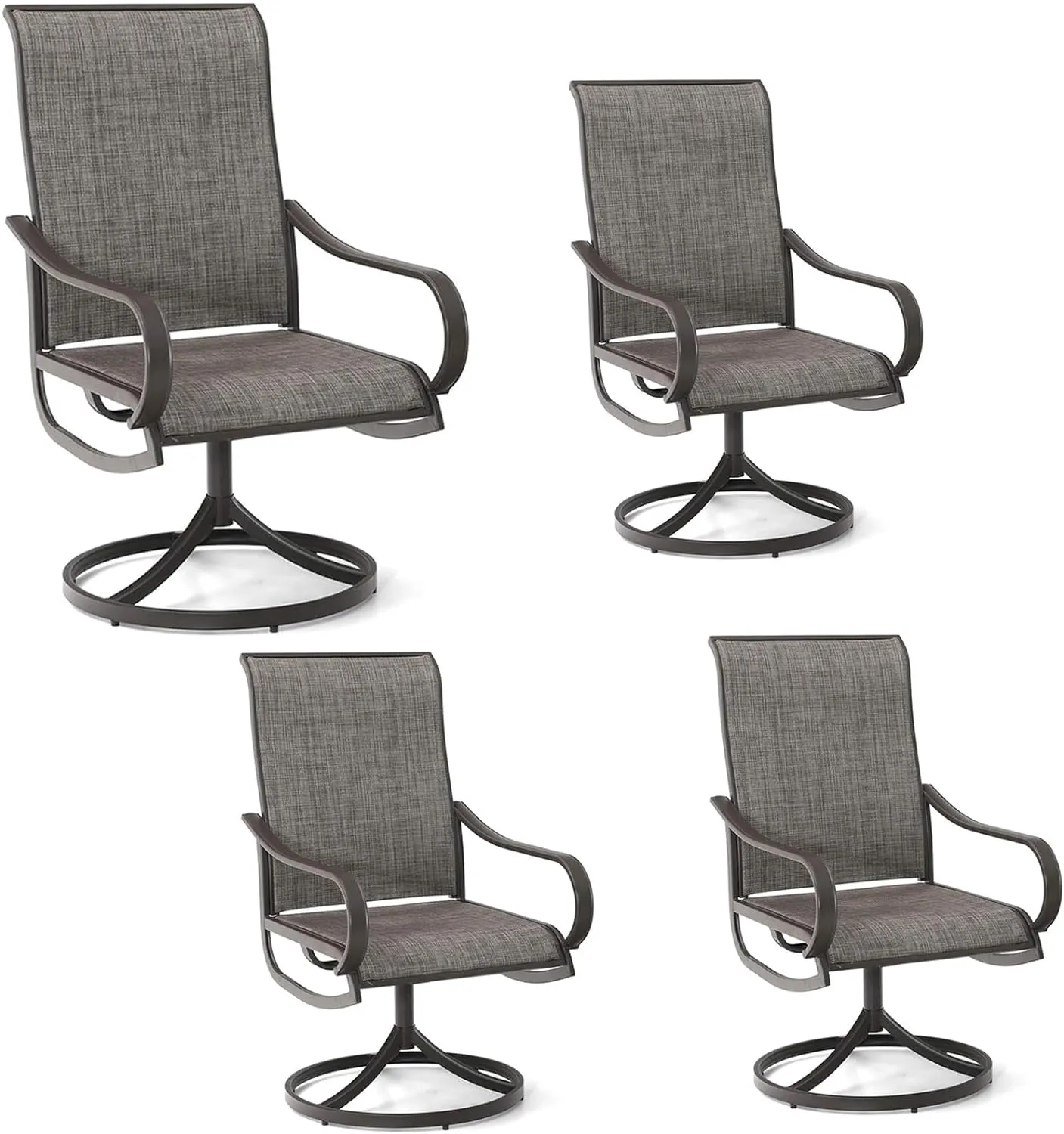 Patio Sling Dining Swivel Chairs with Steel Metal Frame