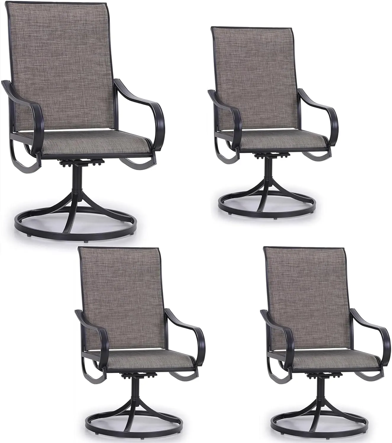 Patio Sling Dining Swivel Chairs with Steel Metal Frame