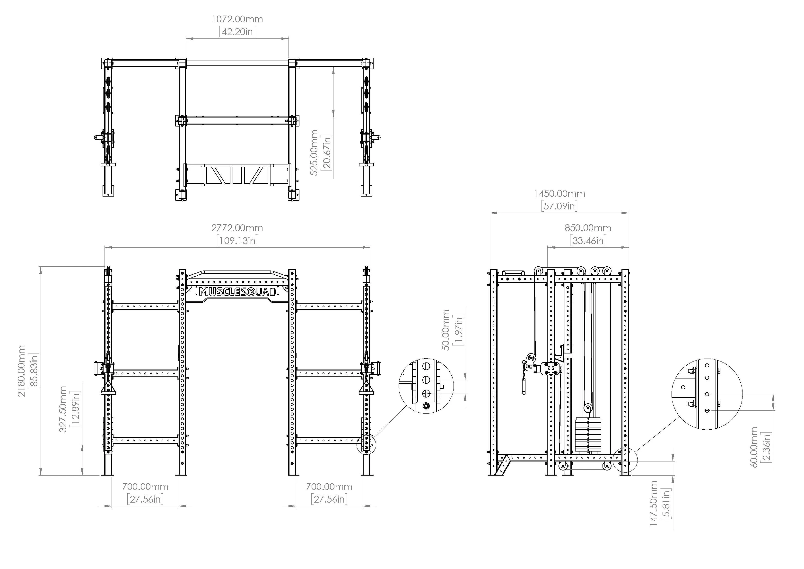 Phase 3 Full Power Rack with 2 x Cable Weight Stack