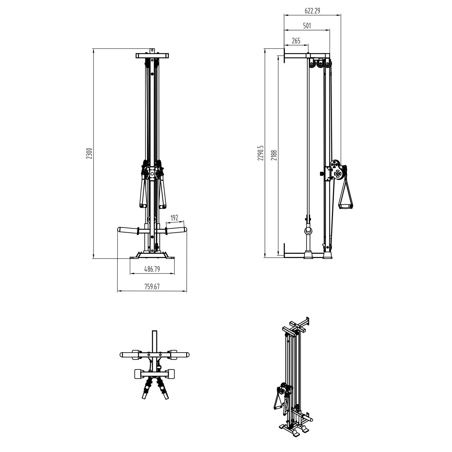 Primal Personal Series Wall Mounted Adjustable Single Pulley