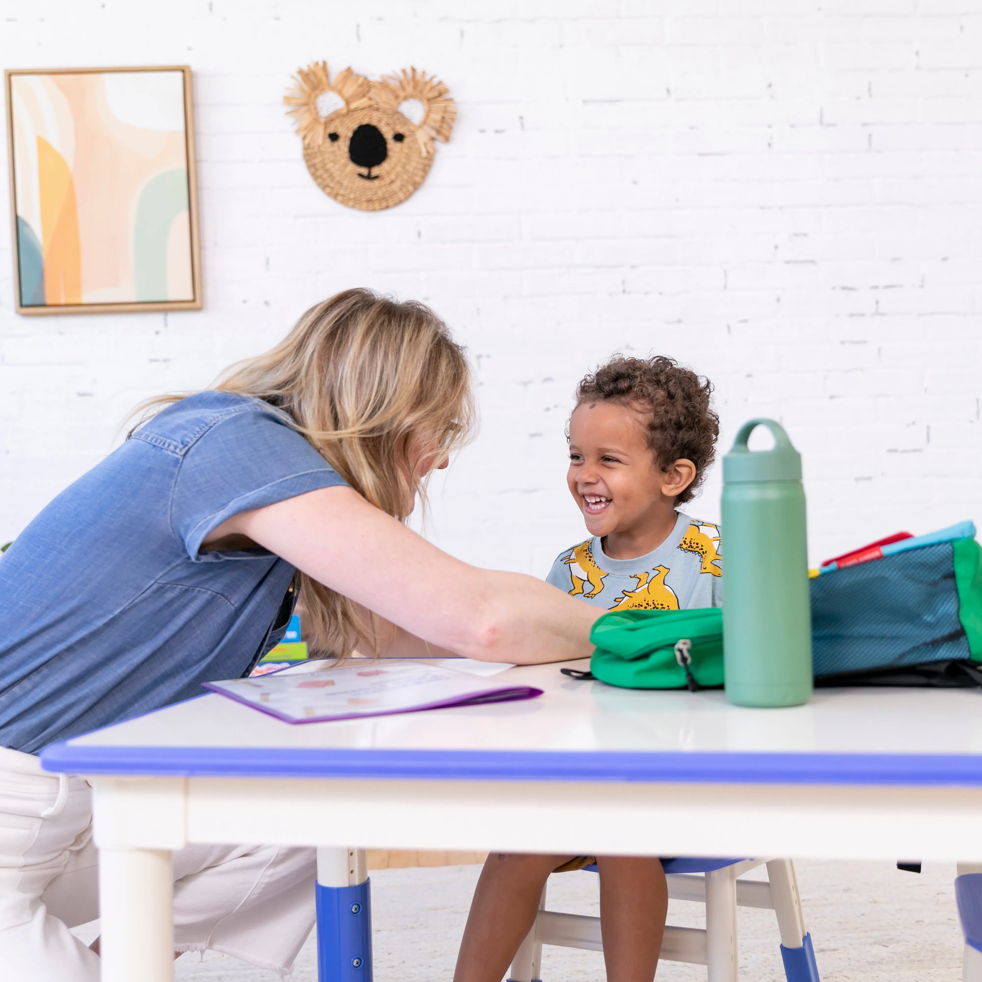 Rectangle Dry-Erase Activity Table and 2 Adjustable Height Plastic Chairs, 3-Piece