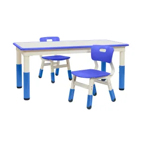 Rectangle Dry-Erase Activity Table and 2 Adjustable Height Plastic Chairs, 3-Piece