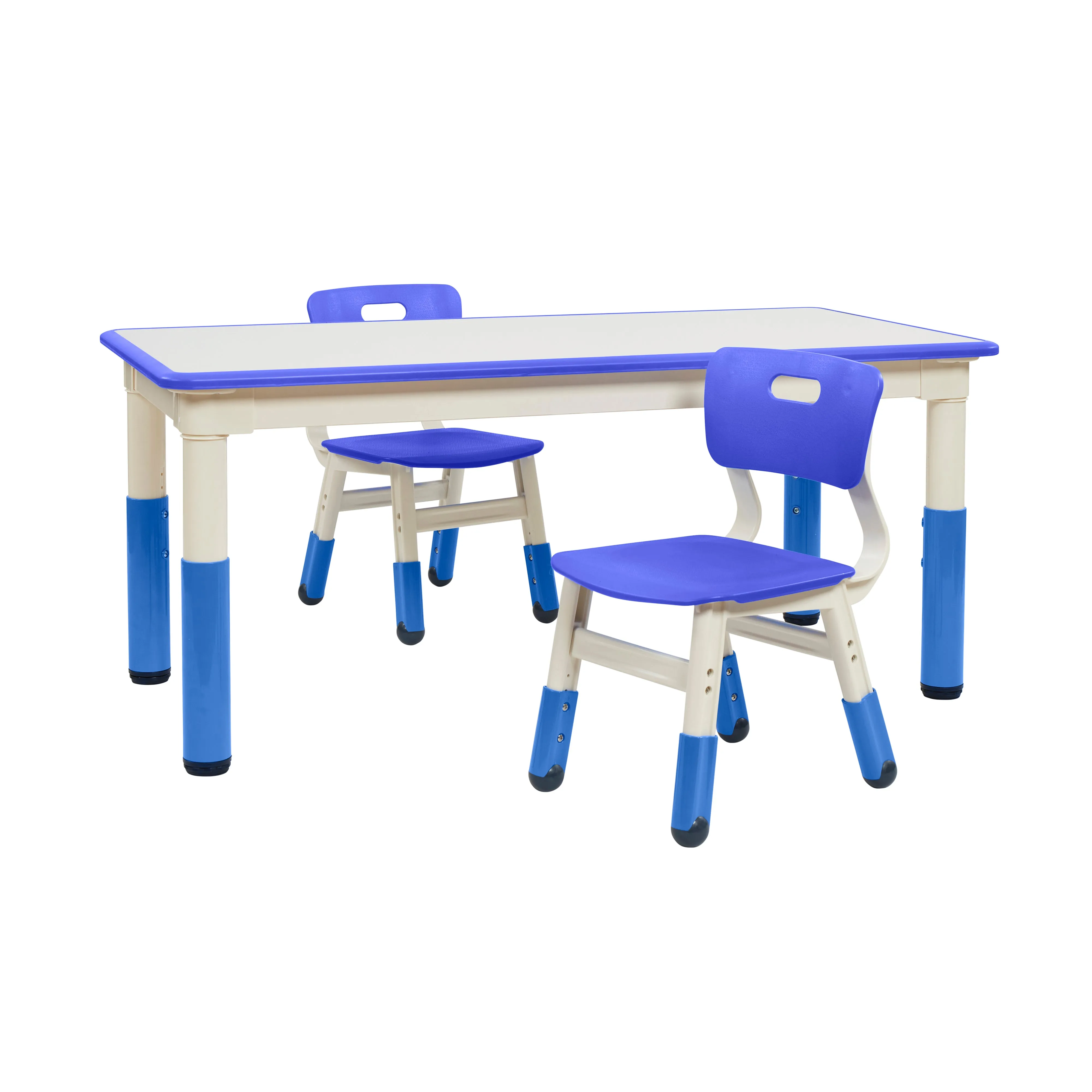 Rectangle Dry-Erase Activity Table and 2 Adjustable Height Plastic Chairs, 3-Piece