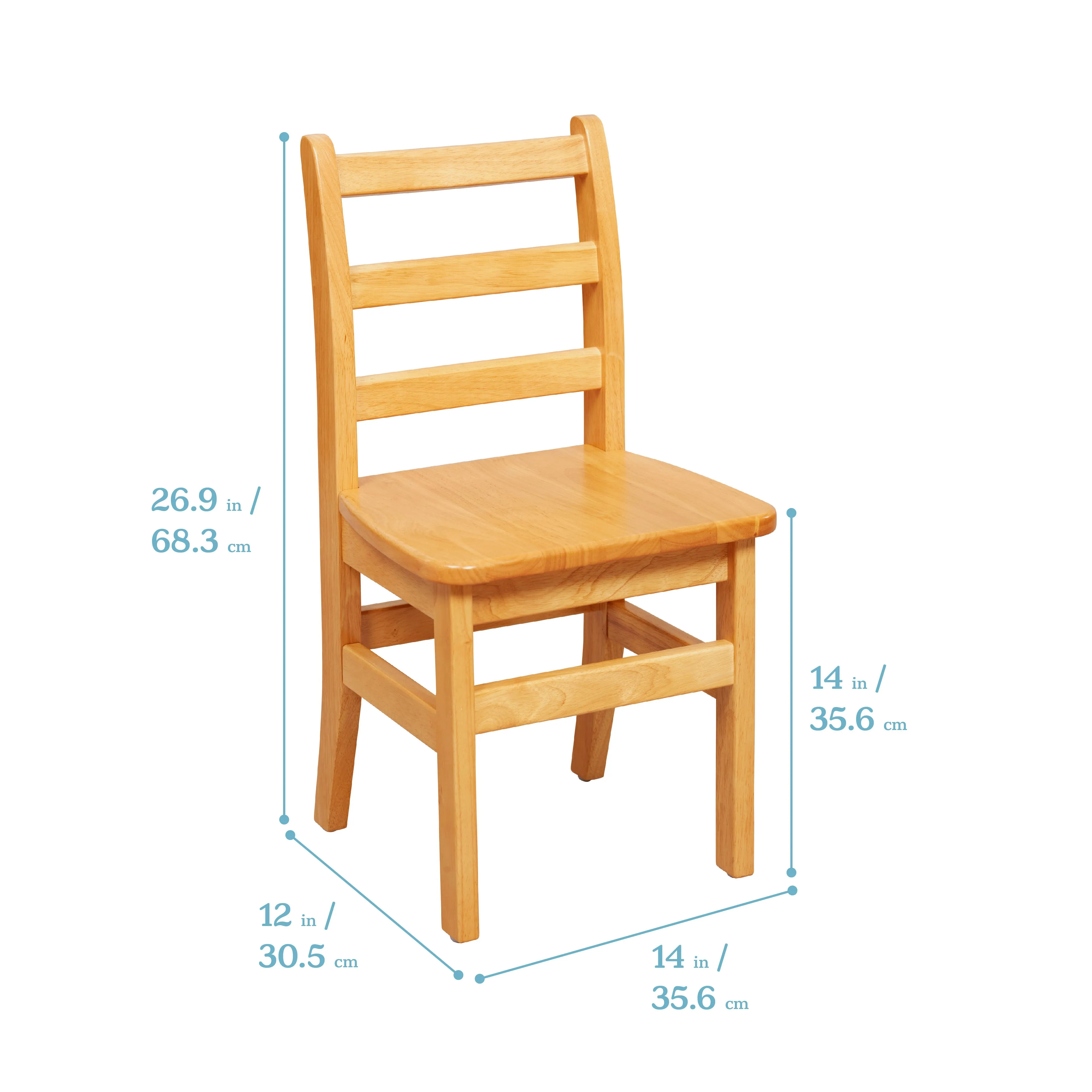 Rectangular Hardwood Table with 24in Legs and Four 14in Chairs, Kids Furniture