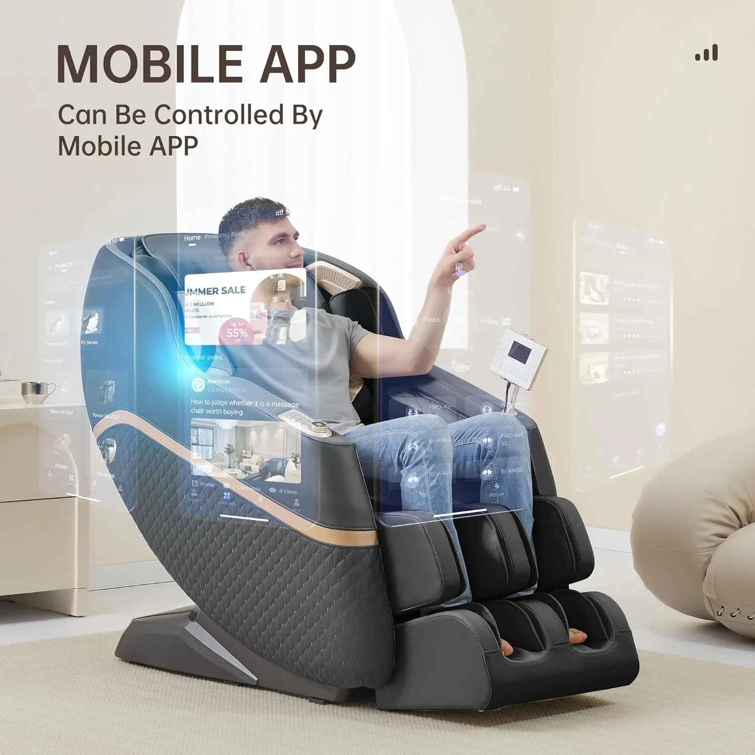 Relax Massage Chair, Full Body Zero Gravity Massage Chair Recliner with 18 Modes Yoga Stretch Bluetooth Heating APP Control