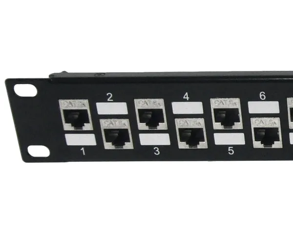 Shielded CAT6A 24-Port Patch Panel, 1U Strain Relief Support Bar