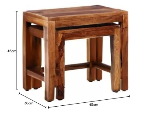 TANWAR HANDICRAFT Sheesham Wood nesting Table Set of 2 Pieces Stool for Living Room| Nesting Stool Sheesham | Wooden Stools | Coffee Table for Living Room Furniture,