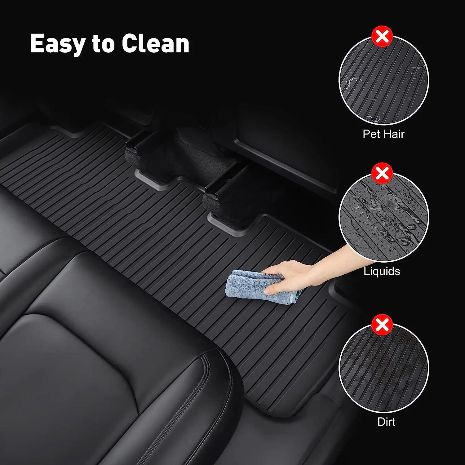 Tesla Model Y Waterproof Anti-Slip Set of 6 TP Floor Mats 2019 2020 2021 2022 2023 Accessories Fit for Front Rear Cargo Liner Set