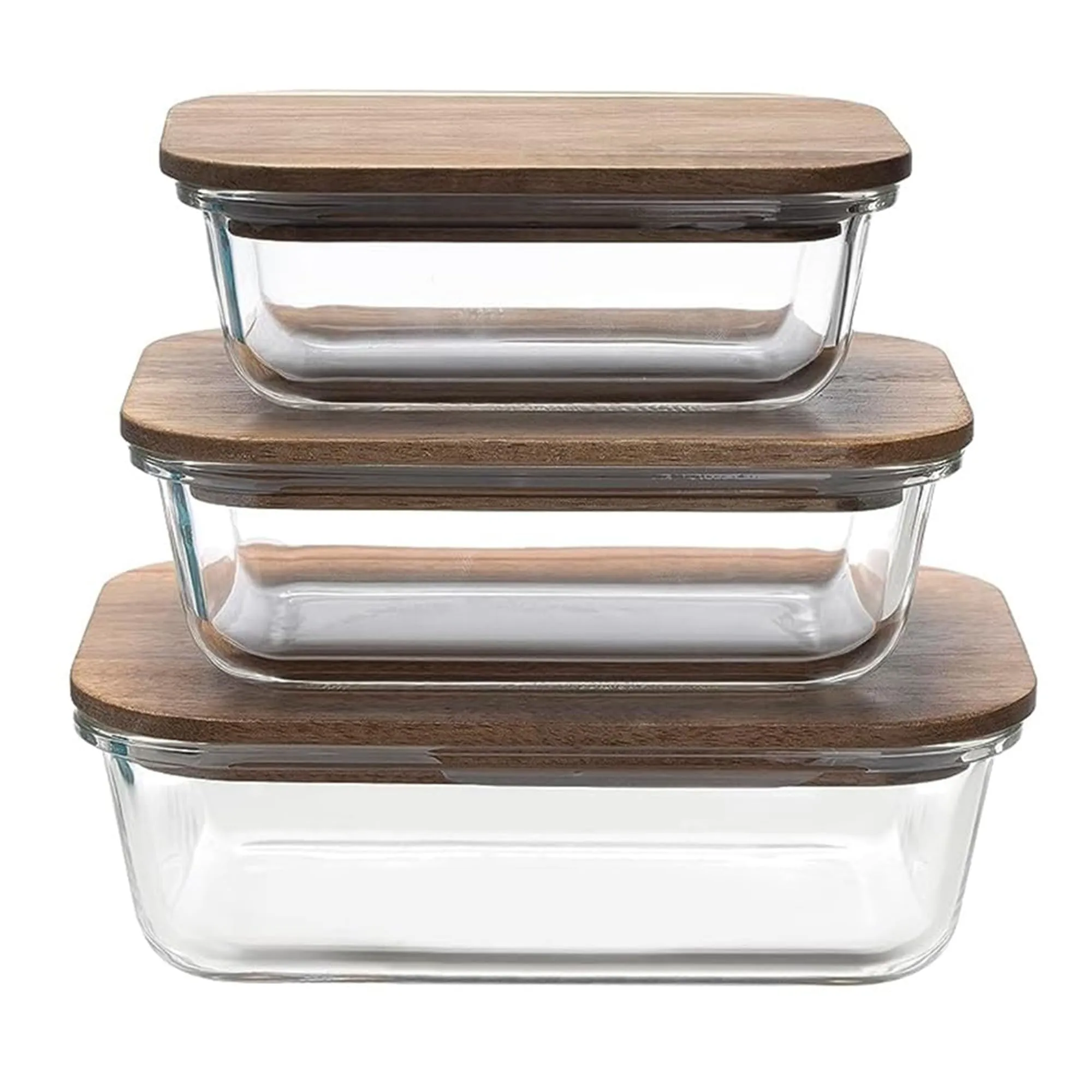 The Better Home Borosilicate Glass Containers With Lid (3Pcs - 370ml, 640ml, 1050ml) | Fridge Organizers | Air Tight Kitchen Storage Set | Bamboo Lid | Microwave Safe Lunch Box | Glass Tiffin Box