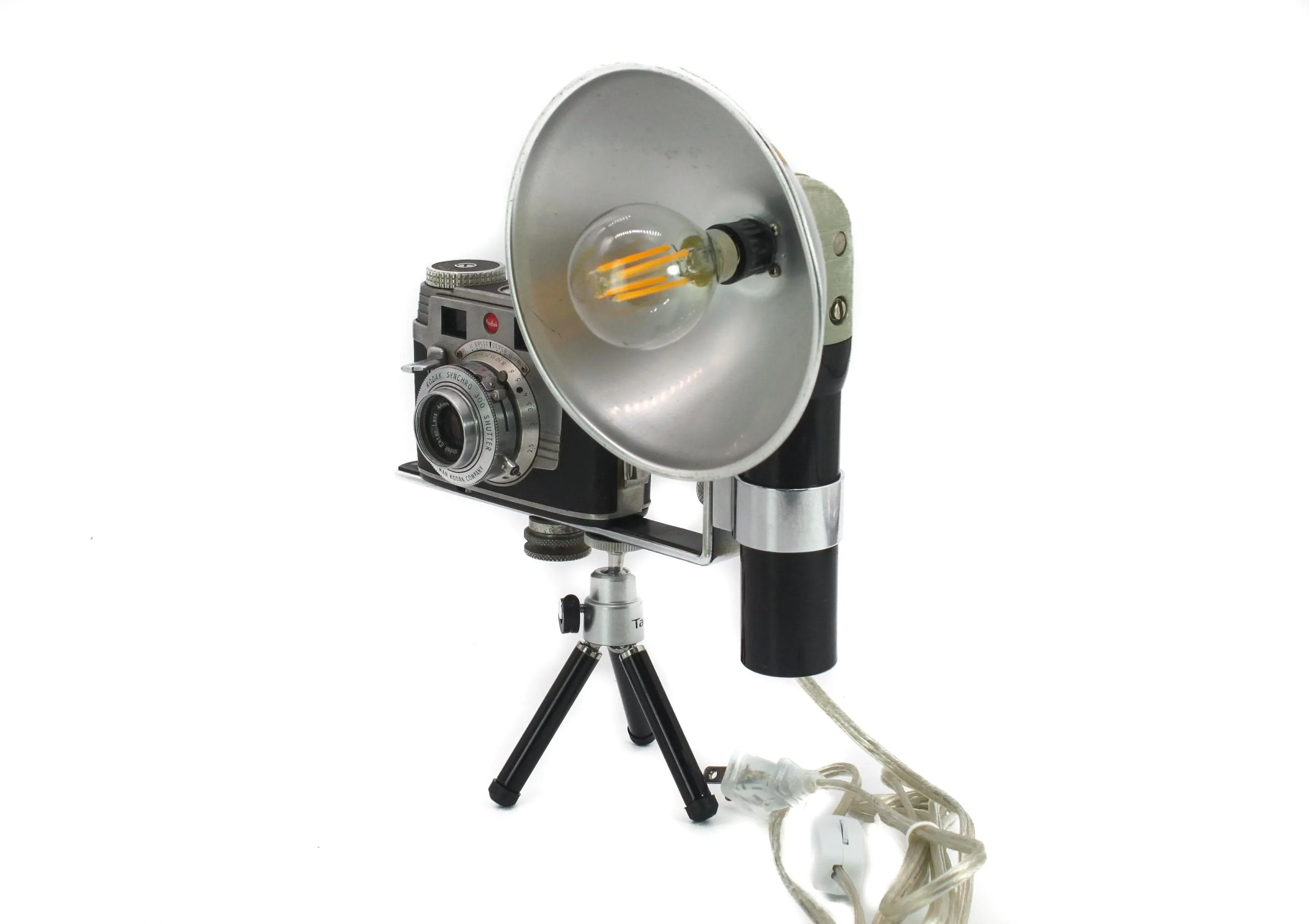 Vintage LED Reading Lamp, Task Lamp, Kodak Signet 35 Camera lamp, 50' table lamp, task lamp, mid-century light, vintage paparazzi camera