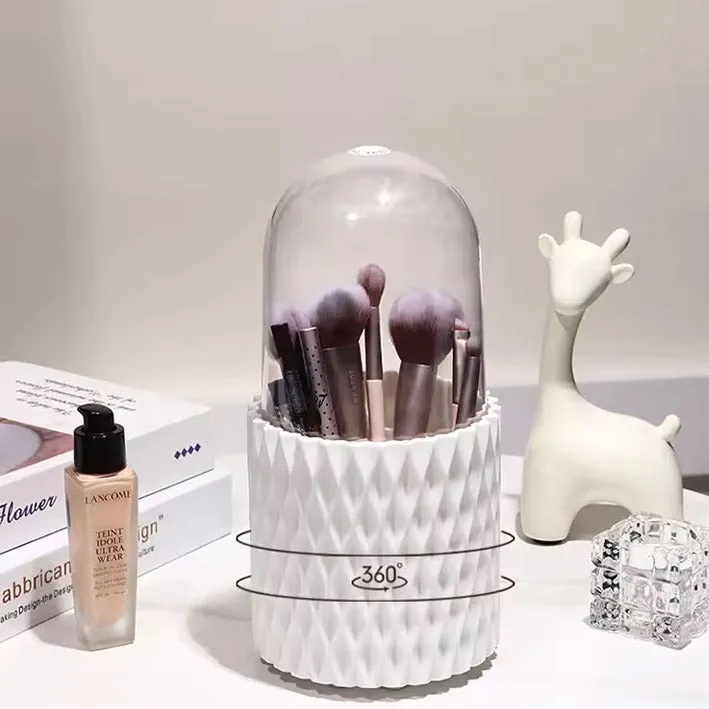 White Rotating Makeup Brush Holder