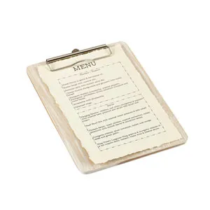 White Wash Wooden Menu Clipboard A5 18.5x24.5x0.6cm- Pack 1