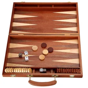 Wooden Backgammon Set - 15" Mahogany Backgammon Board