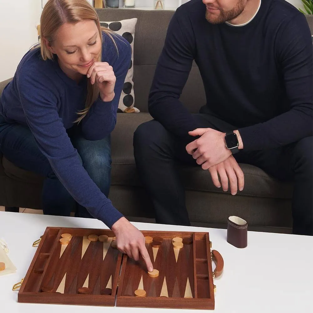 Wooden Backgammon Set - 15" Mahogany Backgammon Board