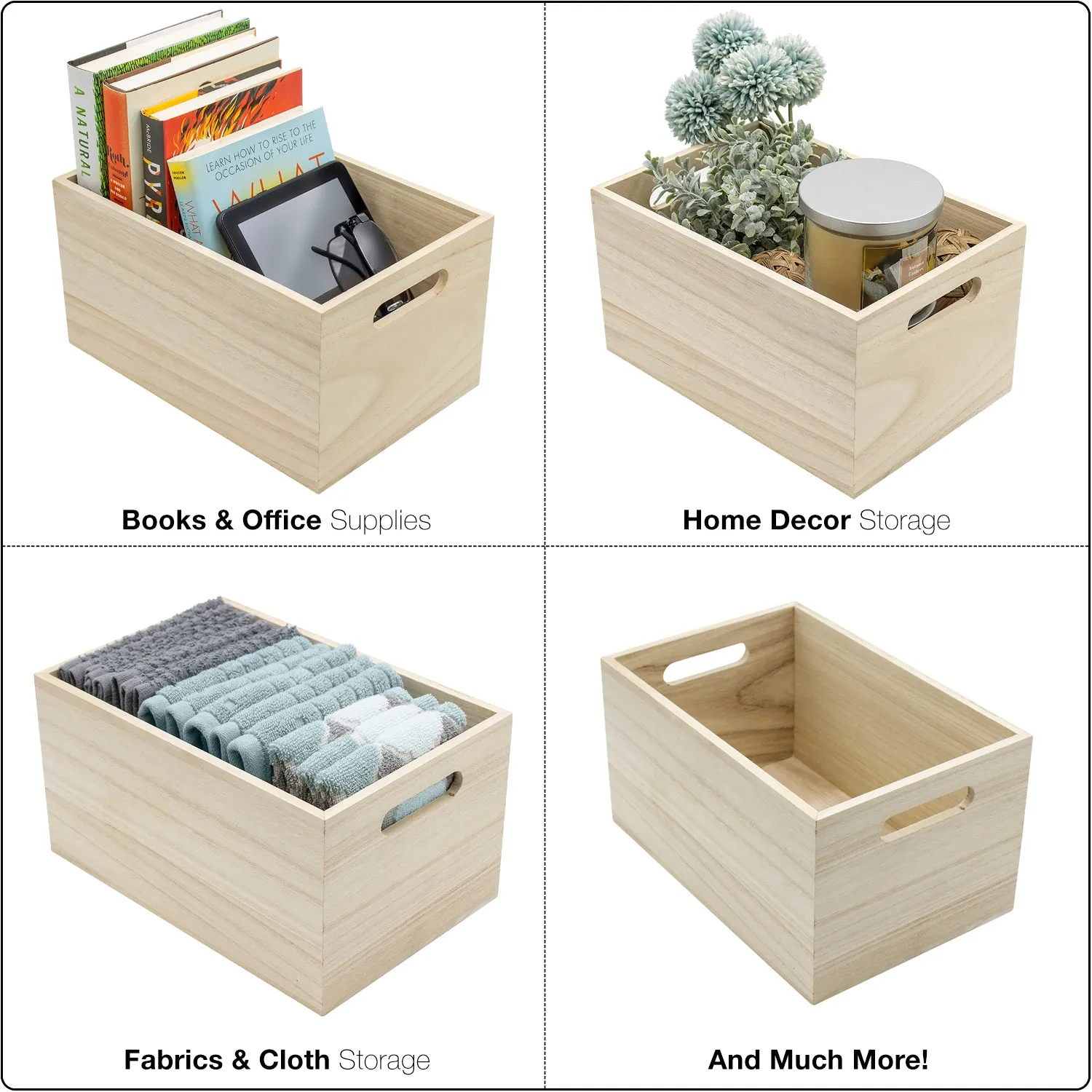 Wooden Box Organizers (2 Pack Large)