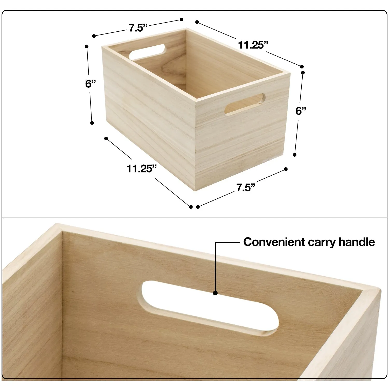 Wooden Box Organizers (2 Pack Large)