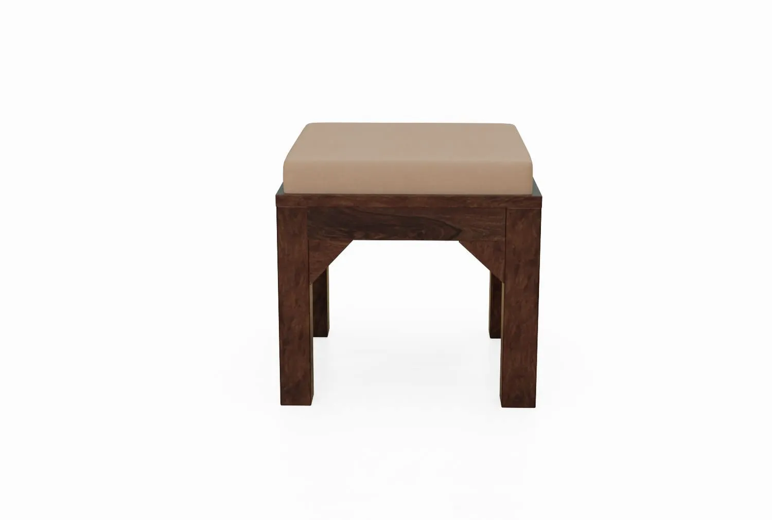 Woodnetic Sheesham Wooden Coffee Table with 4 Cushioned Stools for Living Room in Set Design - Walnut Finish