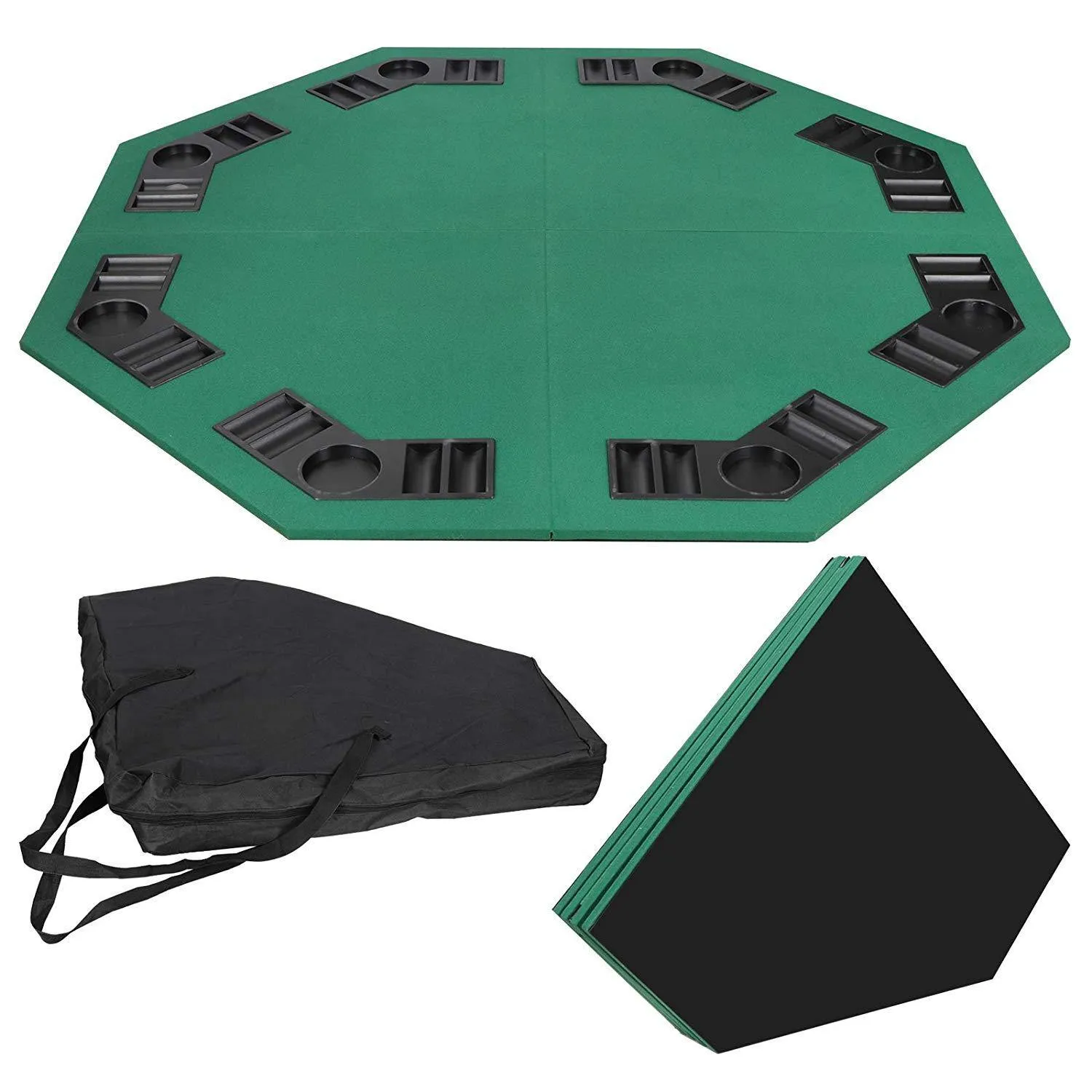 ZENY™ Foldable Poker Table Top Octagon 8 Players Poker Game Tabletop w/Carrying Bag